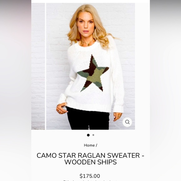 Wooden Ships Paola Buendia camo star reglan wool blend crew...